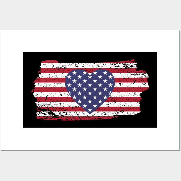 USA flag in star design for 4th July Wall Art by sweetczak